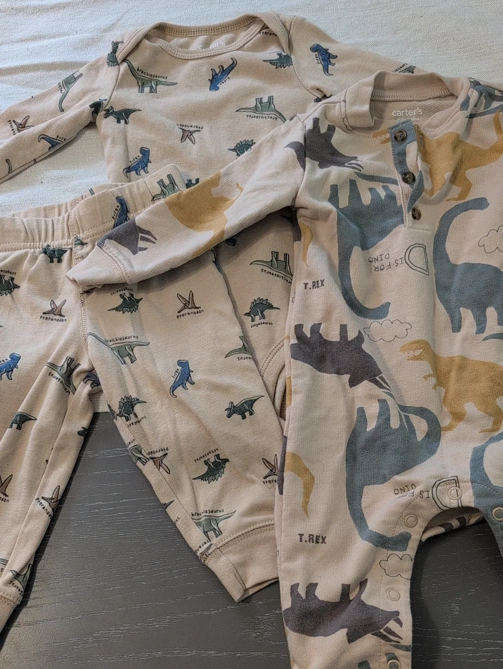 Carter's Beige Dinosaur Print Kids Pajama Set